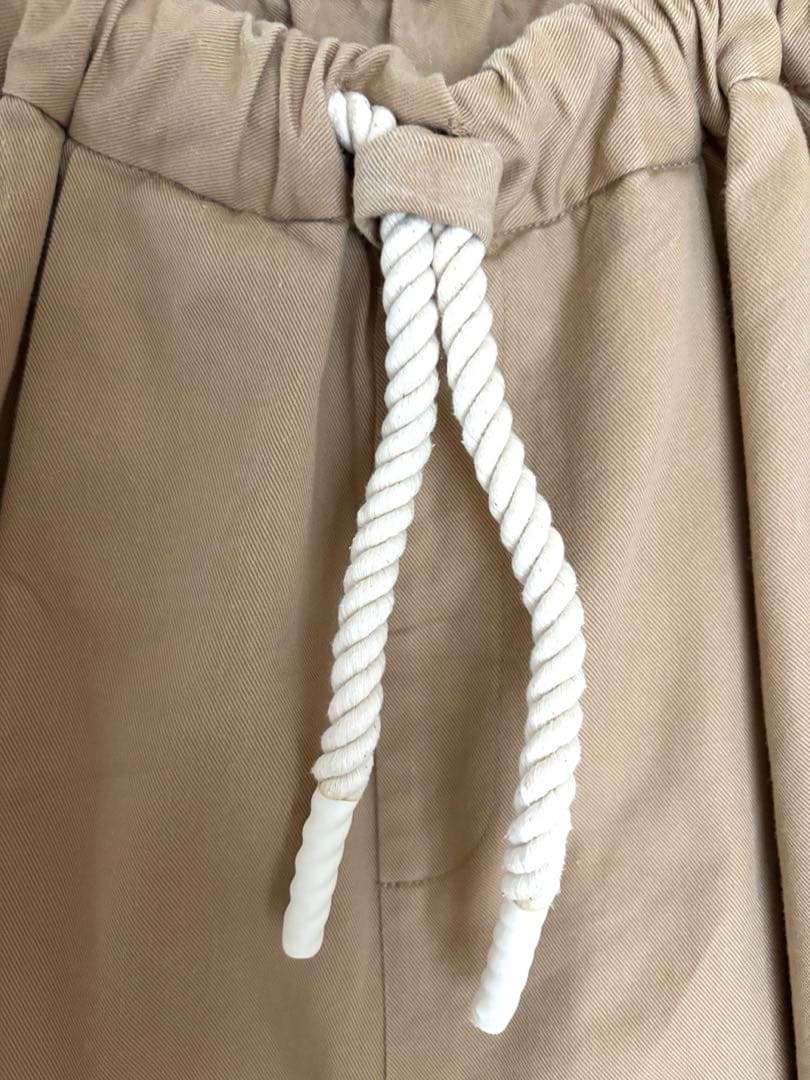 nagonstans ワイド タック パンツ ベージュ ドローストリング S