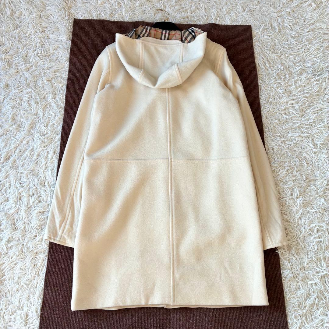 バーバリーブルーレーベル フードジップコート ウール アイボリー ノバチェック