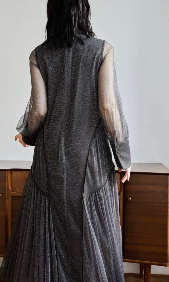 niana ラメチュールAラインドレス　ブラウン　M