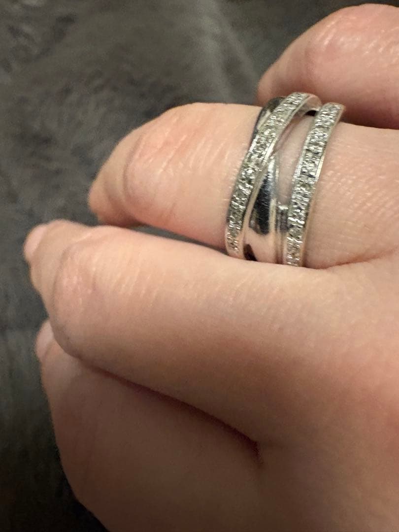 18金WGネックレスとリングセット