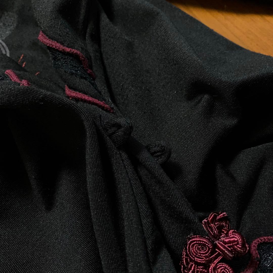 OZZ ON JAPAN 裏起毛 和チャイナ チュニック 黒 和ゴス 和柄