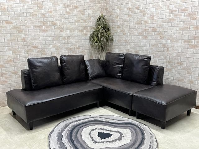 コーナーソファ　カウチソファー　レイアウトフリー　ダークブラウン　新品