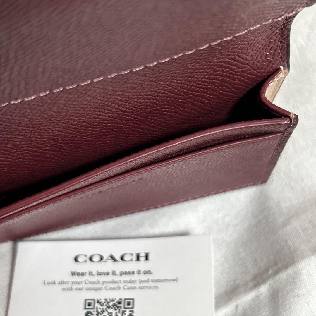 COACH ベージュ ボルドー 名刺入れ カードケース