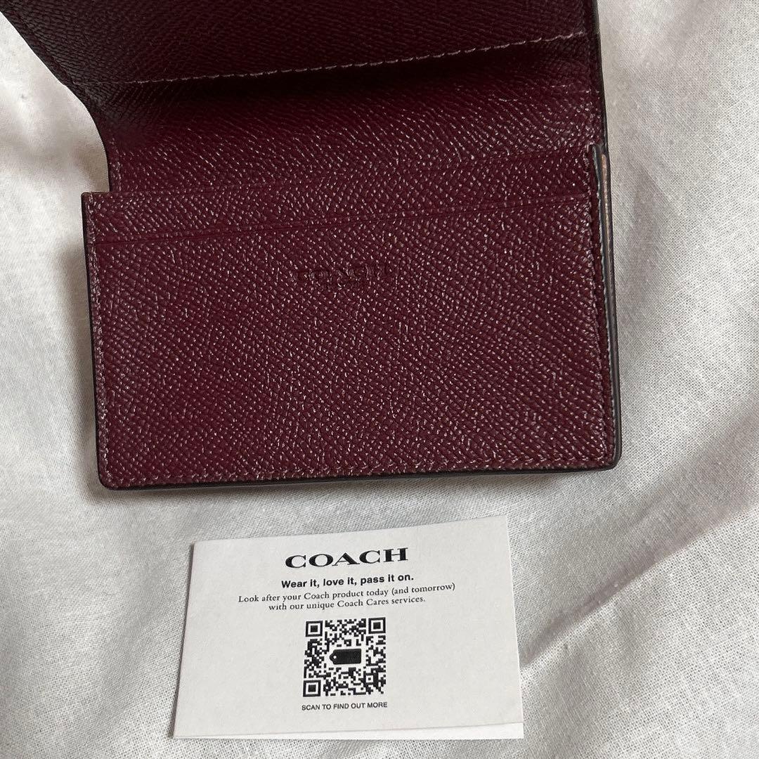 COACH ベージュ ボルドー 名刺入れ カードケース