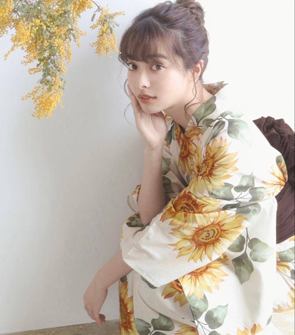 早い者勝ち⭐︎新品未使用　浴衣5点セット　大人気　ひまわり　オシャレ　Dita