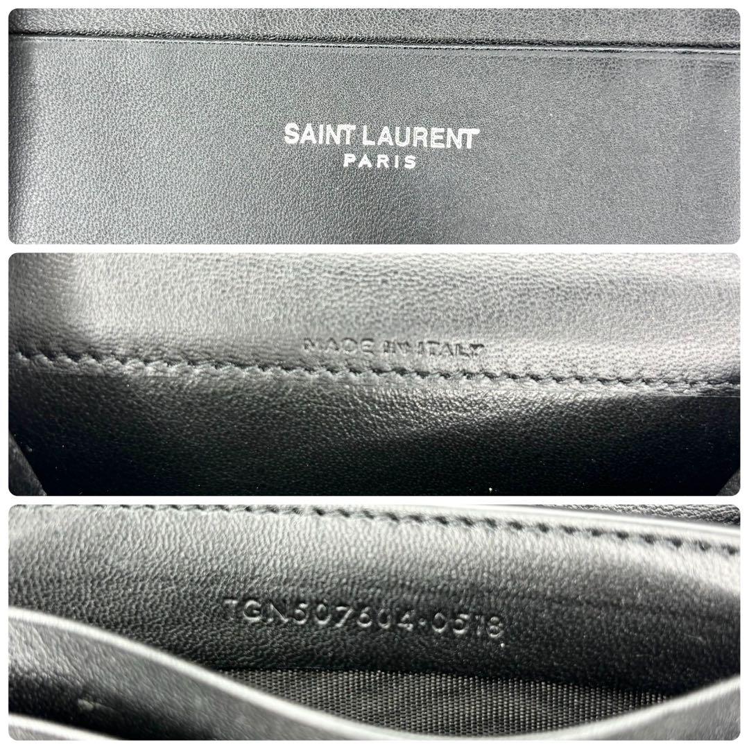 ✨極美品✨サンローラン　カードケース　カサンドラ　ロゴ　クロコ　型押し　レザー