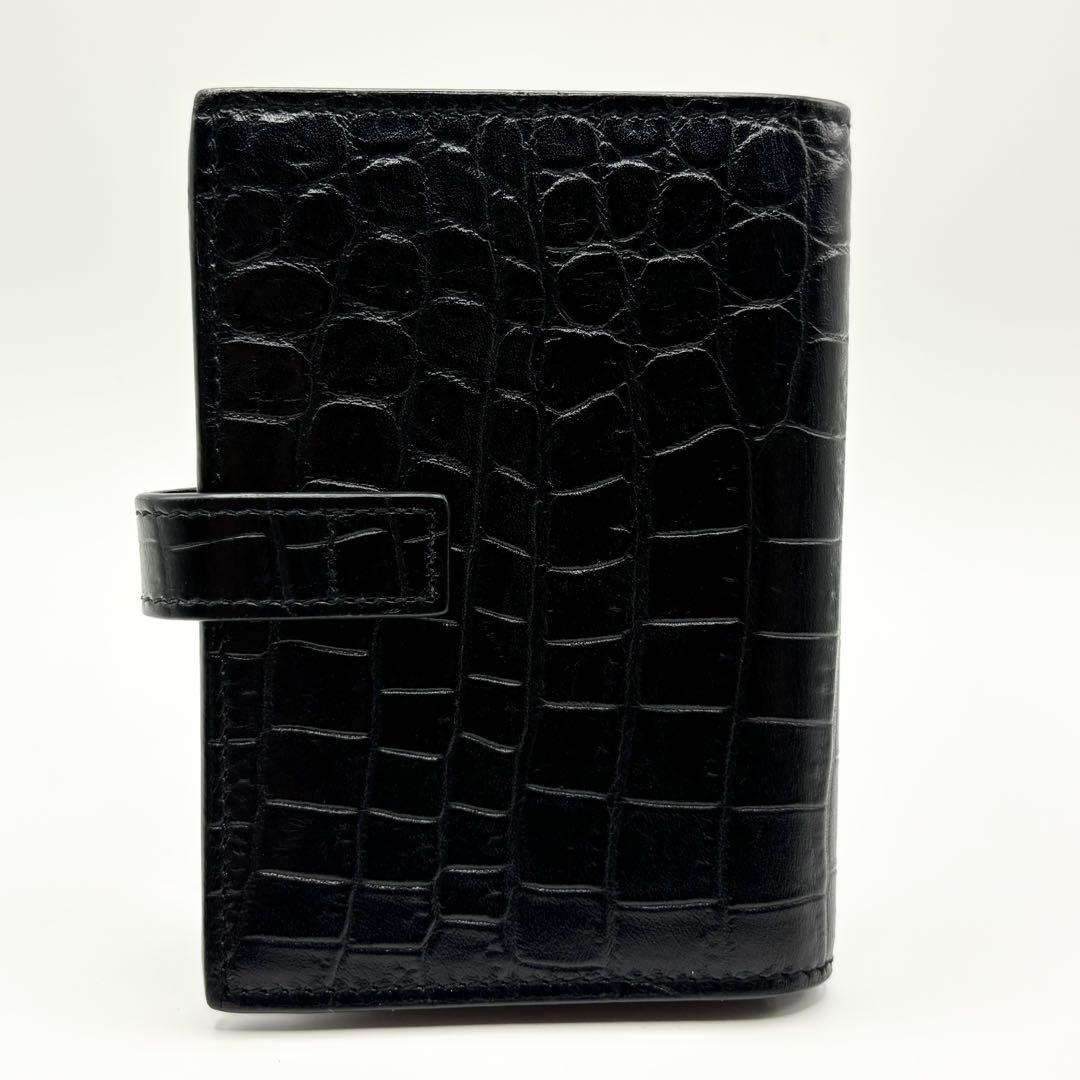 ✨極美品✨サンローラン　カードケース　カサンドラ　ロゴ　クロコ　型押し　レザー