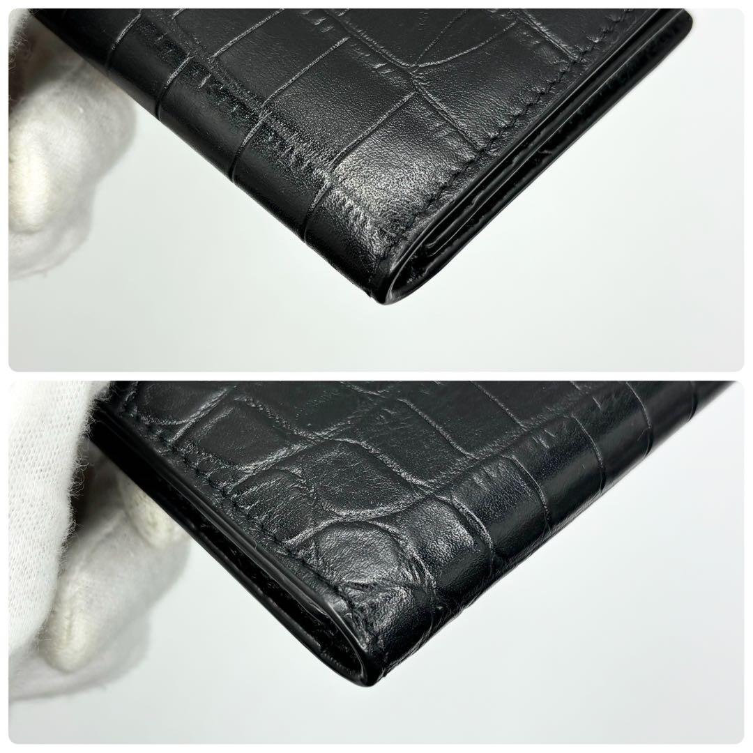 ✨極美品✨サンローラン　カードケース　カサンドラ　ロゴ　クロコ　型押し　レザー