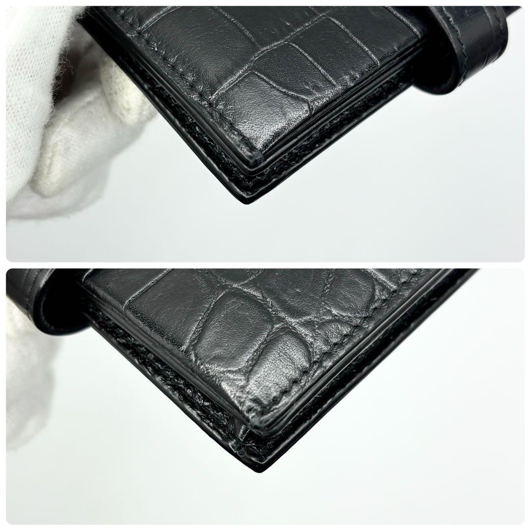✨極美品✨サンローラン　カードケース　カサンドラ　ロゴ　クロコ　型押し　レザー