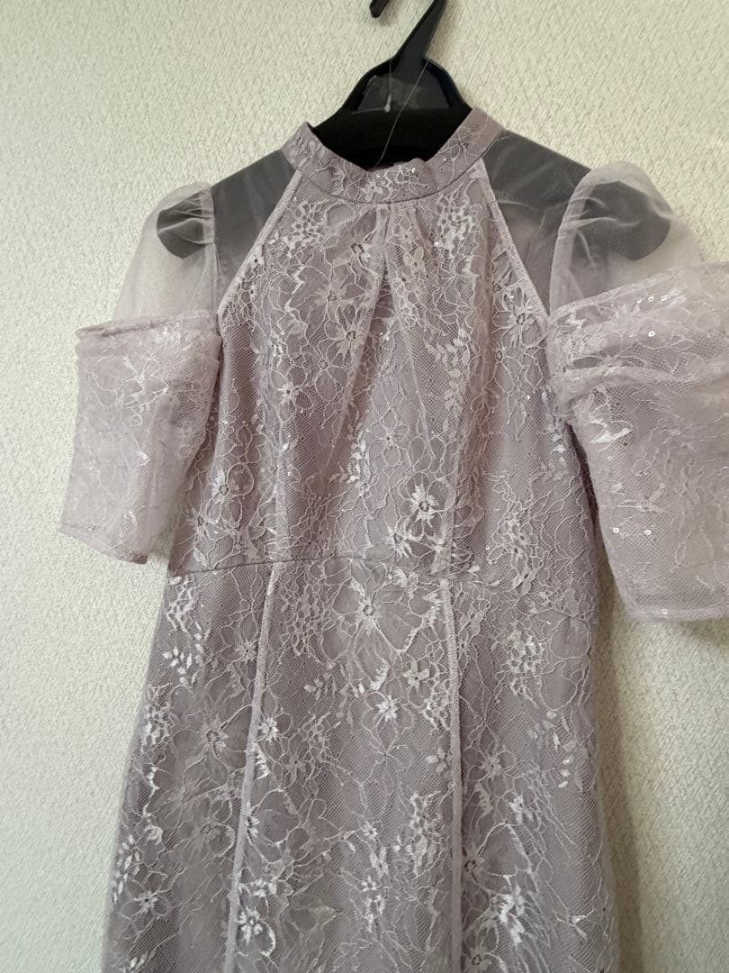 snidel レースドレス Vネック パフスリーブ　ドレス