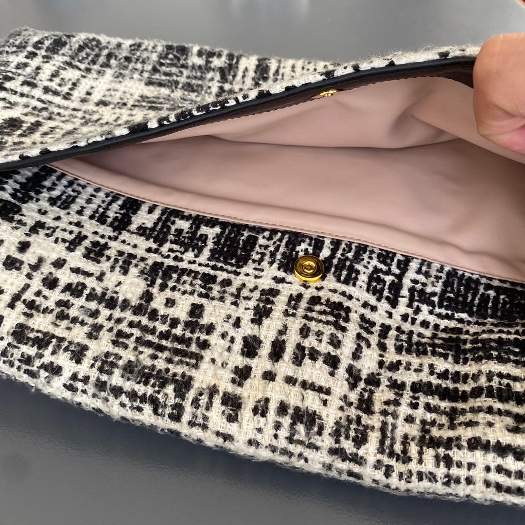 PRADA チェック柄ツイードクラッチバッグ