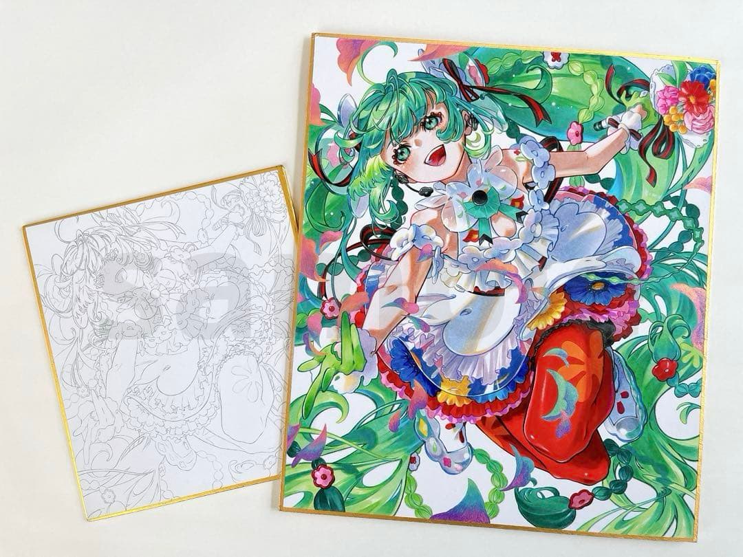 も*ふ様 ✴︎ 初音ミク Blooming ✴︎　手描き　イラスト　アナログ　色