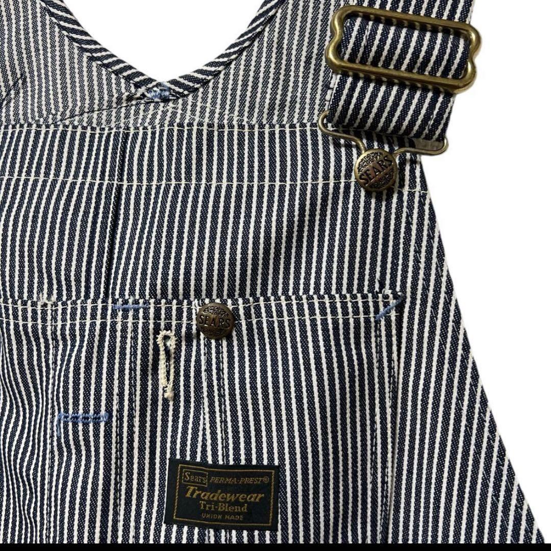 70s DEAD STOCK sears オーバーオール ヒッコリーストライプ