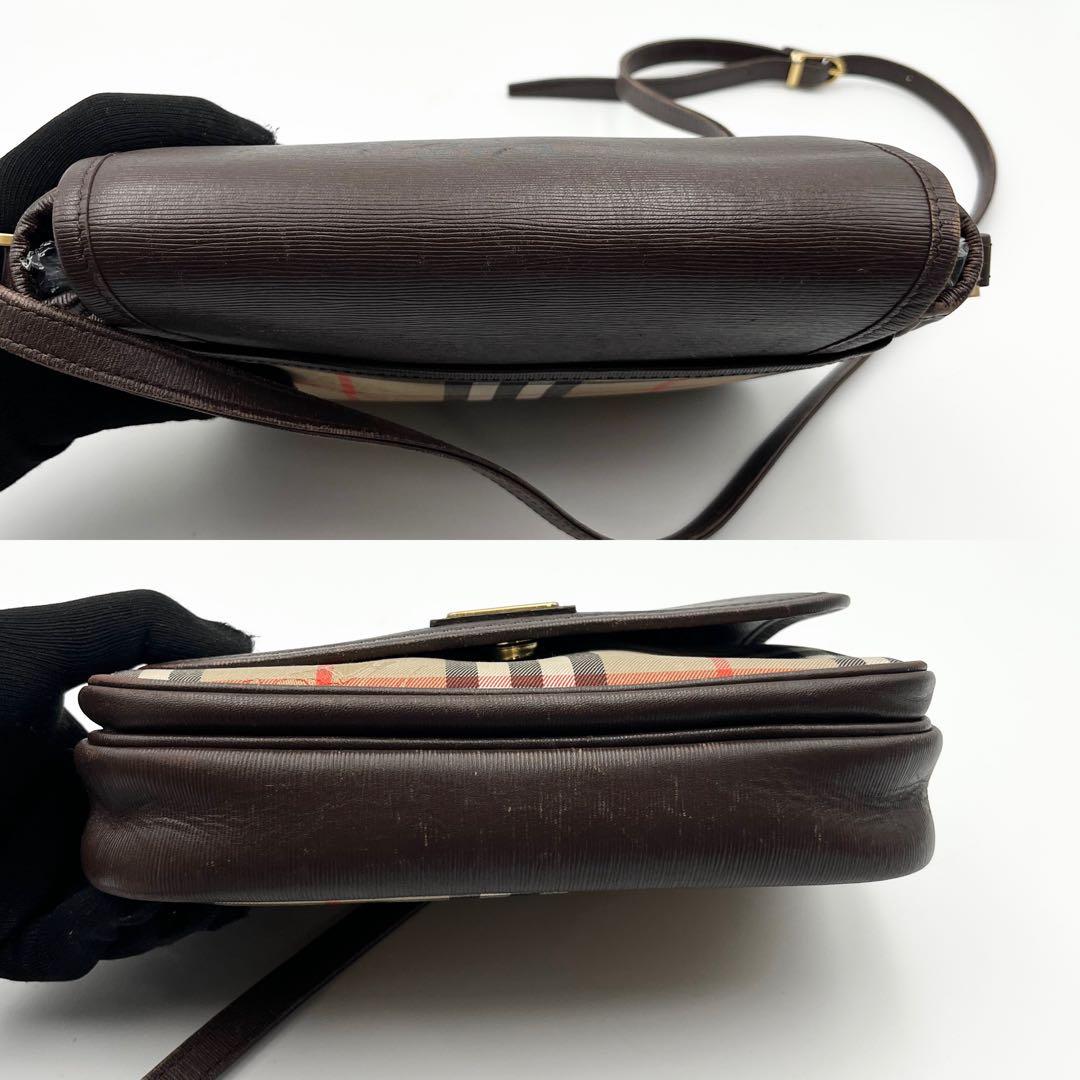 希少✨ バーバリー ショルダーバッグ フラップ ノバチェック レザー ホースロゴ