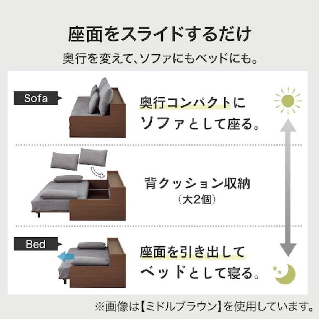 ニトリ ソファベッド 3WAY シングル対応／ミドルブラウン