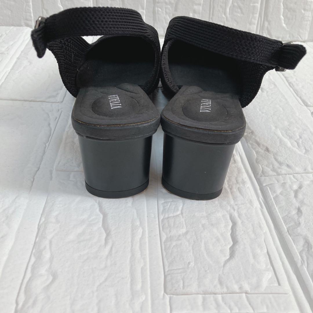 極美品★VIVAIA ポインテッドトゥ スリングバック サンダル メッシュ 黒