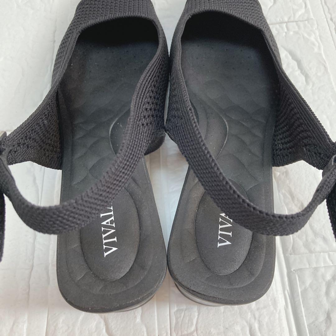 極美品★VIVAIA ポインテッドトゥ スリングバック サンダル メッシュ 黒