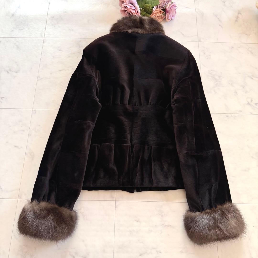 高級 ロシアンセーブル 毛皮 シェアード ジャケット クロップド リアルファー