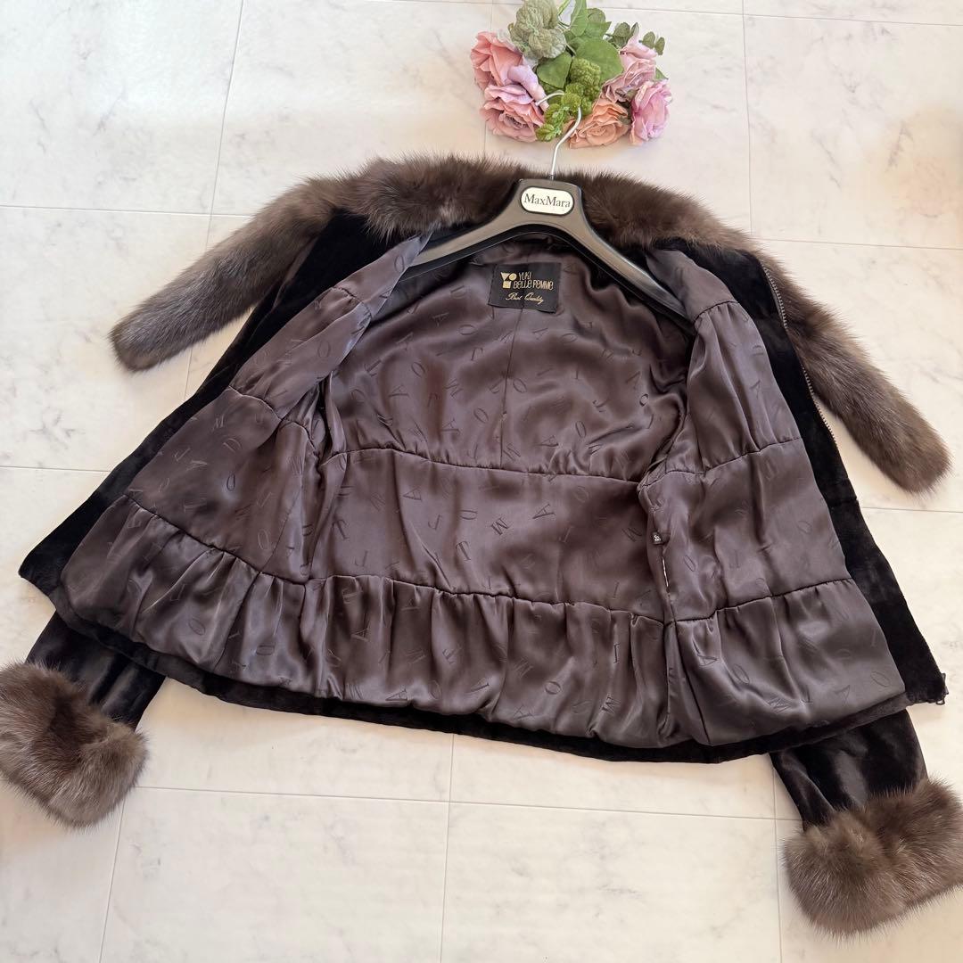 高級 ロシアンセーブル 毛皮 シェアード ジャケット クロップド リアルファー