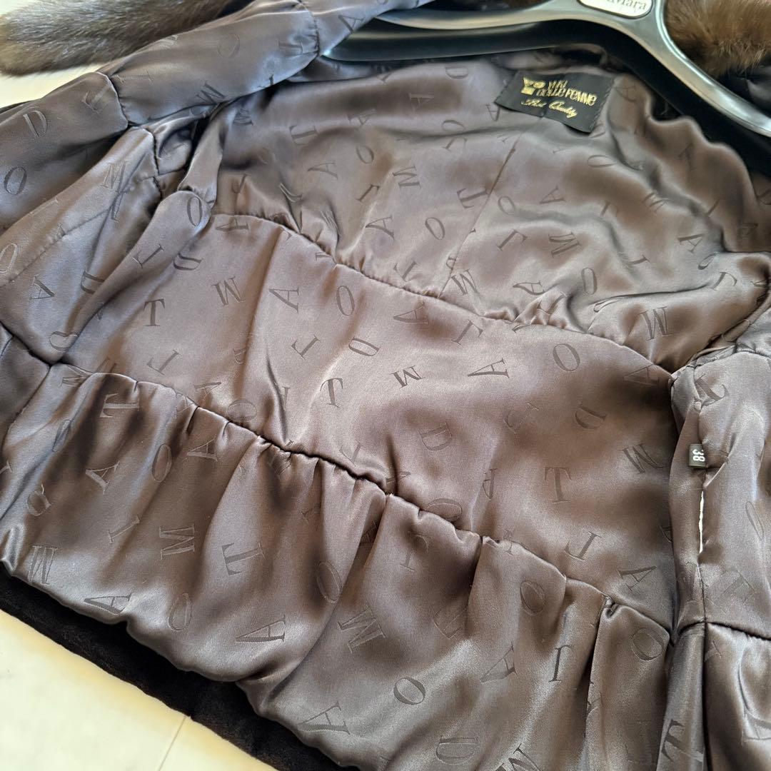 高級 ロシアンセーブル 毛皮 シェアード ジャケット クロップド リアルファー