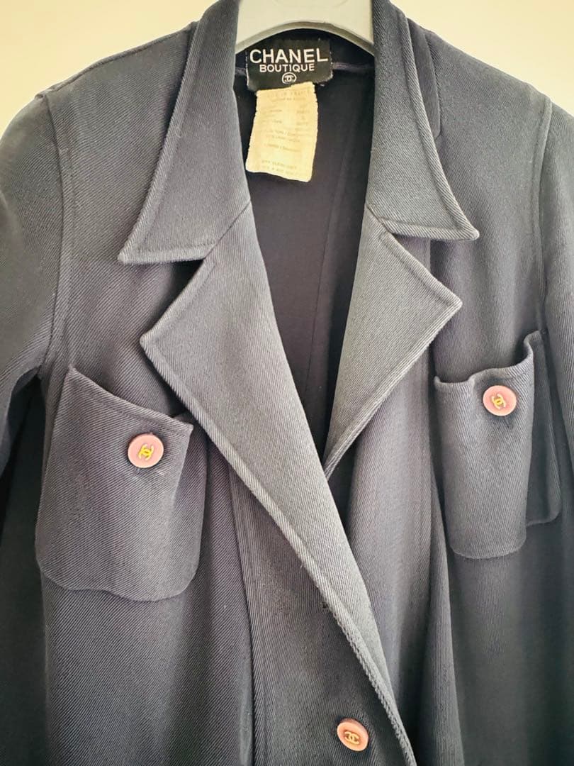 CHANEL テーラードジャケット ネイビー 36 ビンテージ　エレガント　希少