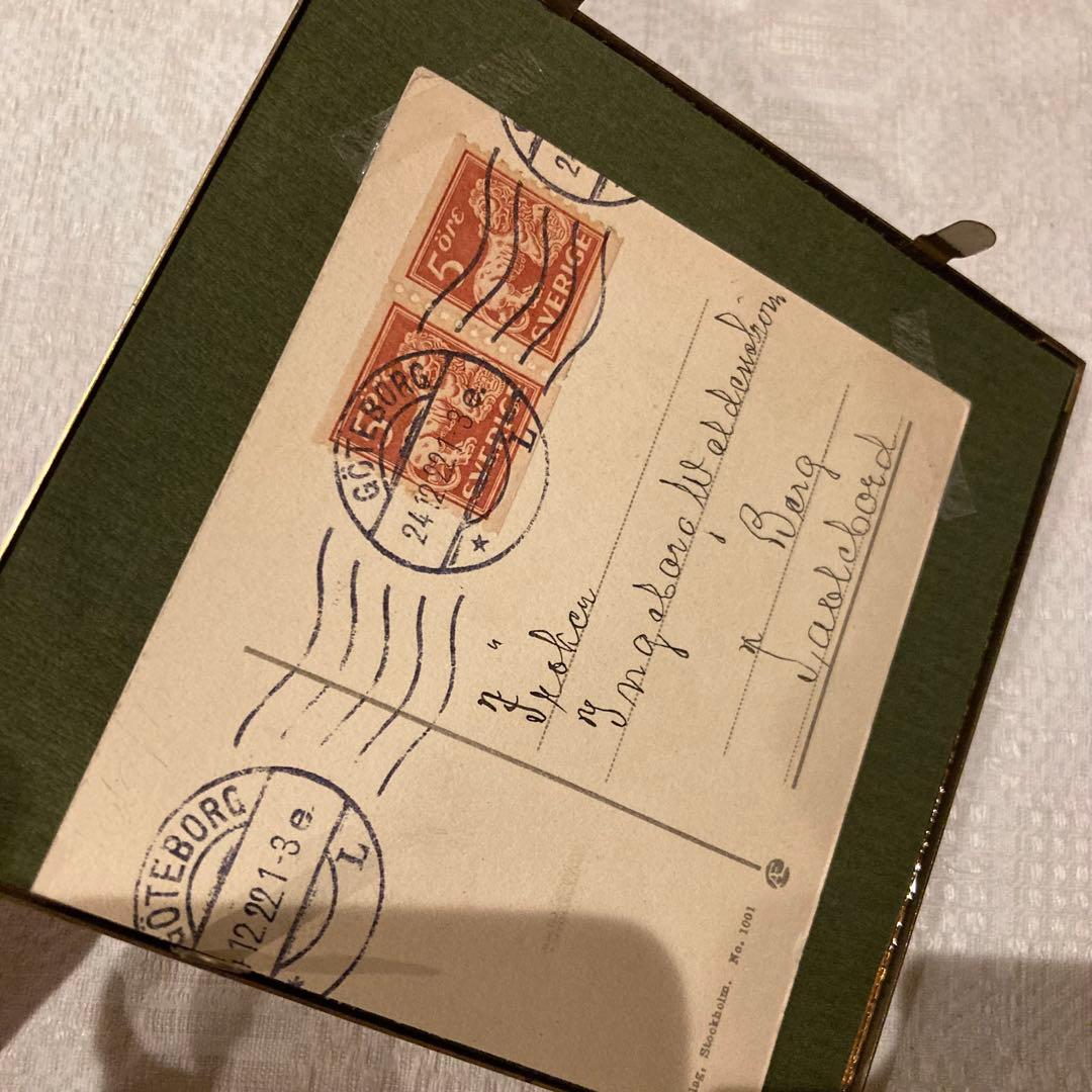 アンティークフレームE★1920年代超希少MAJ LINDMANツリーカード入り