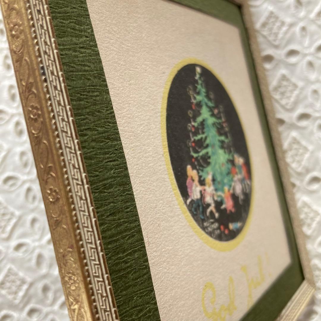 アンティークフレームE★1920年代超希少MAJ LINDMANツリーカード入り