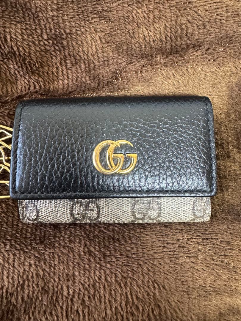 GUCCI GGパターン キーケース ブラック/グレー
