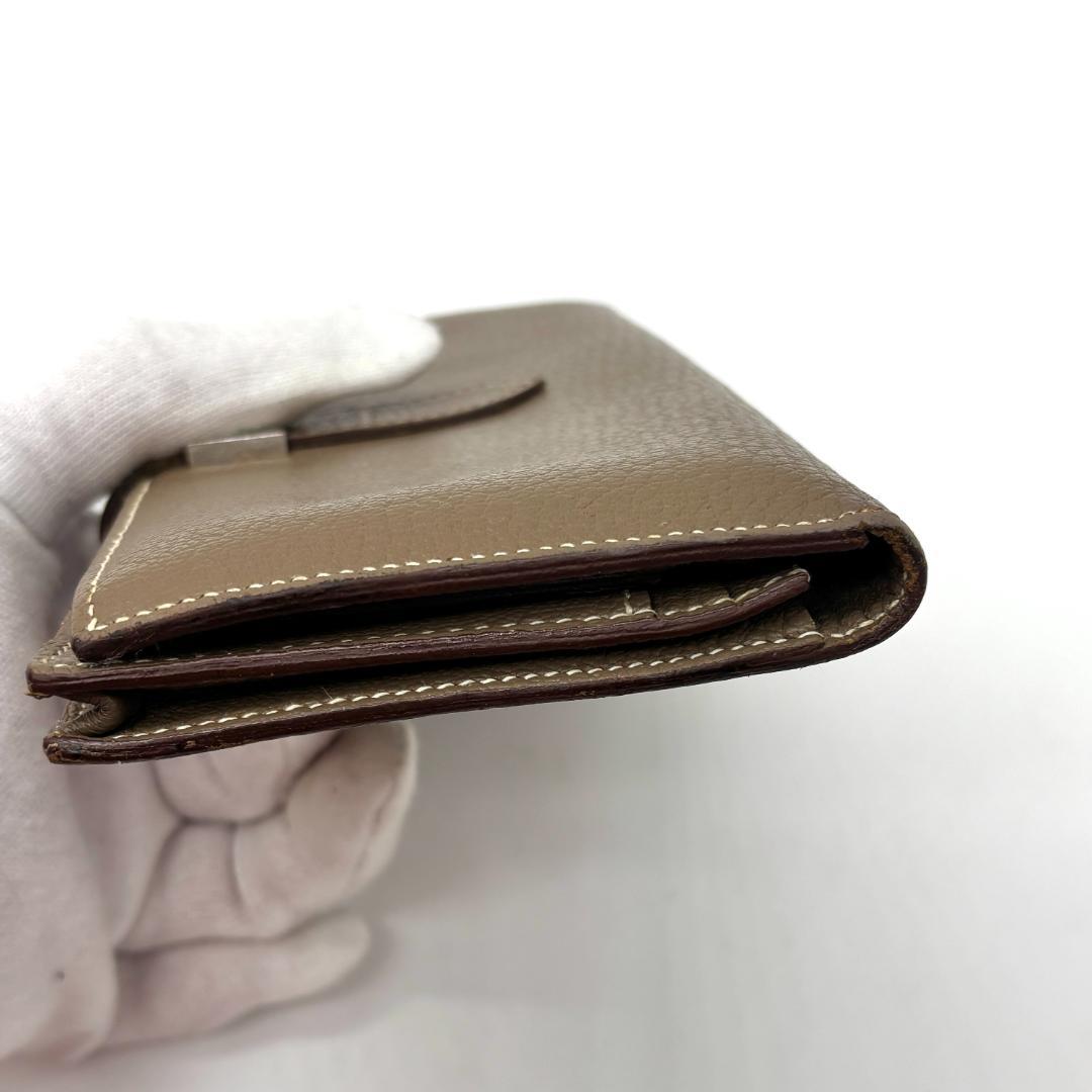 【美品】エルメス ベアン 長財布 エトゥープ シルバー金具 箱付き 本物