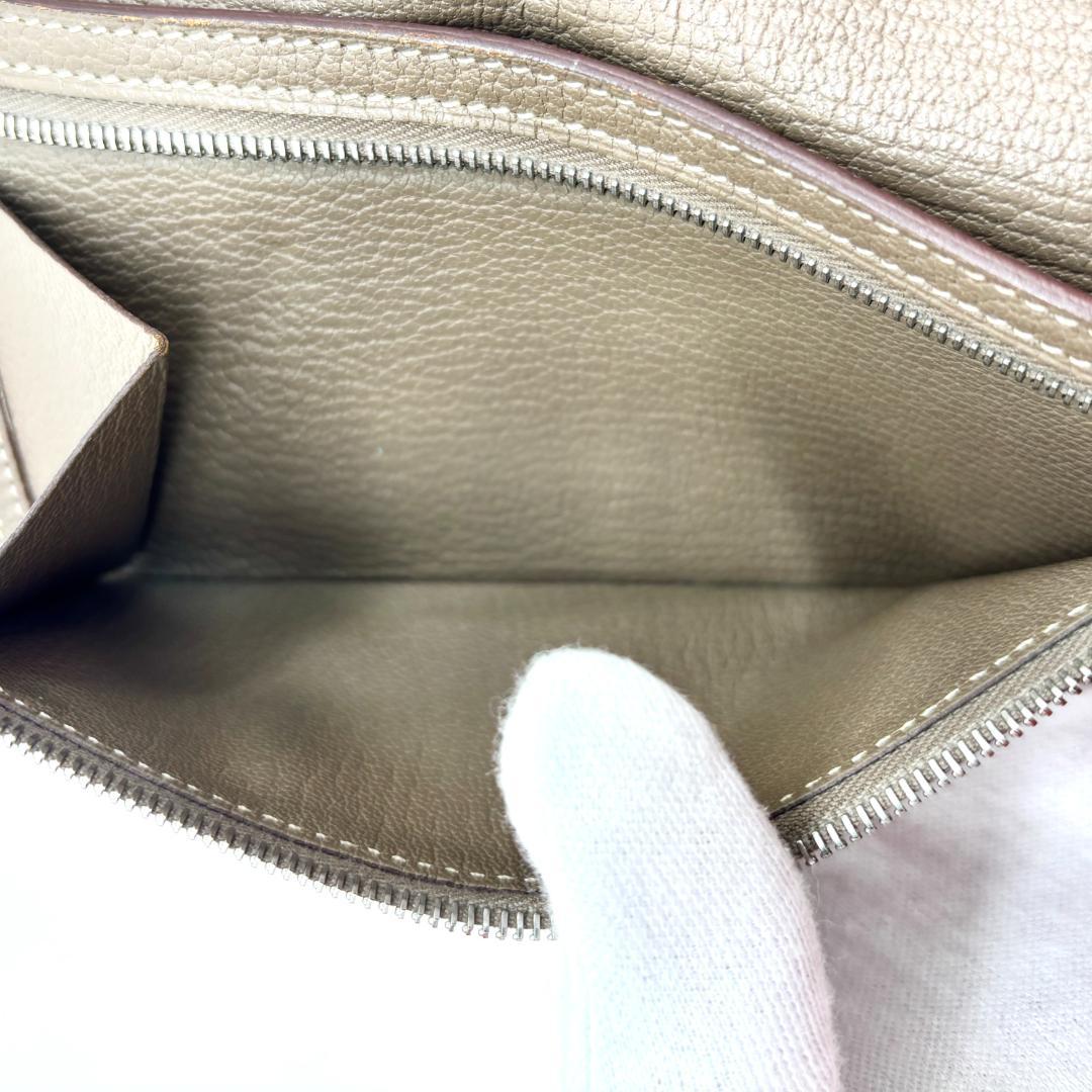 【美品】エルメス ベアン 長財布 エトゥープ シルバー金具 箱付き 本物