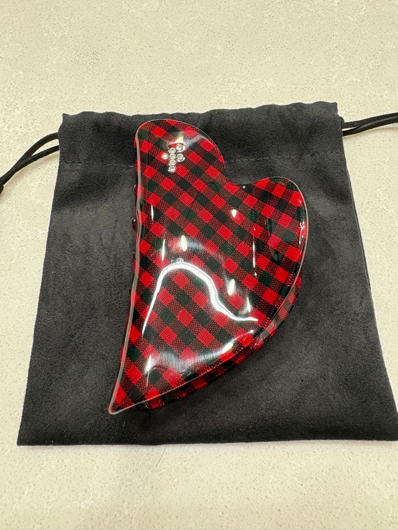 ハート型チェック柄ヘアクリップ
