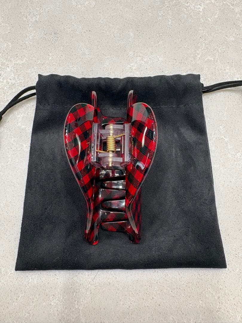 ハート型チェック柄ヘアクリップ