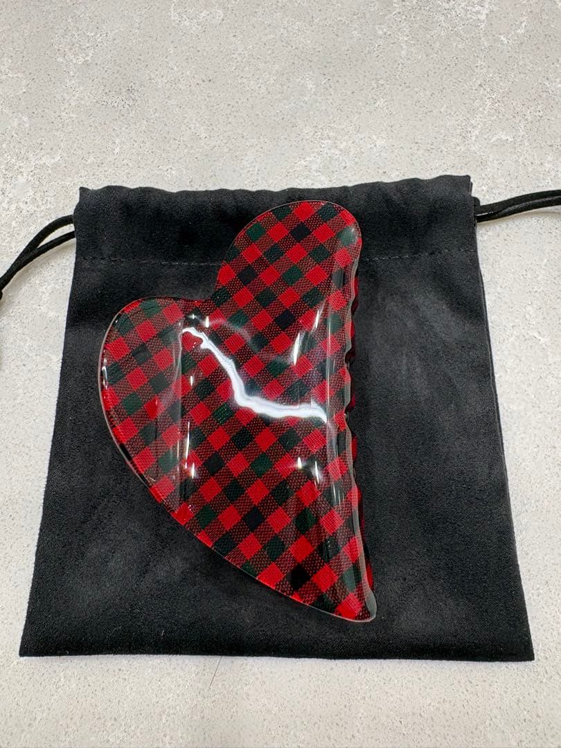 ハート型チェック柄ヘアクリップ