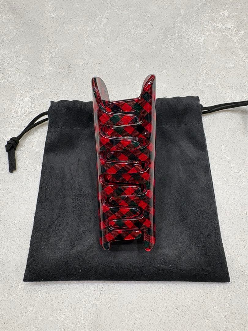 ハート型チェック柄ヘアクリップ