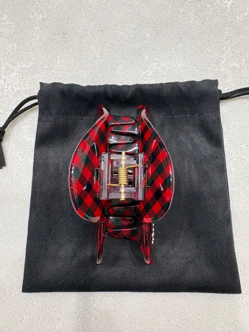 ハート型チェック柄ヘアクリップ