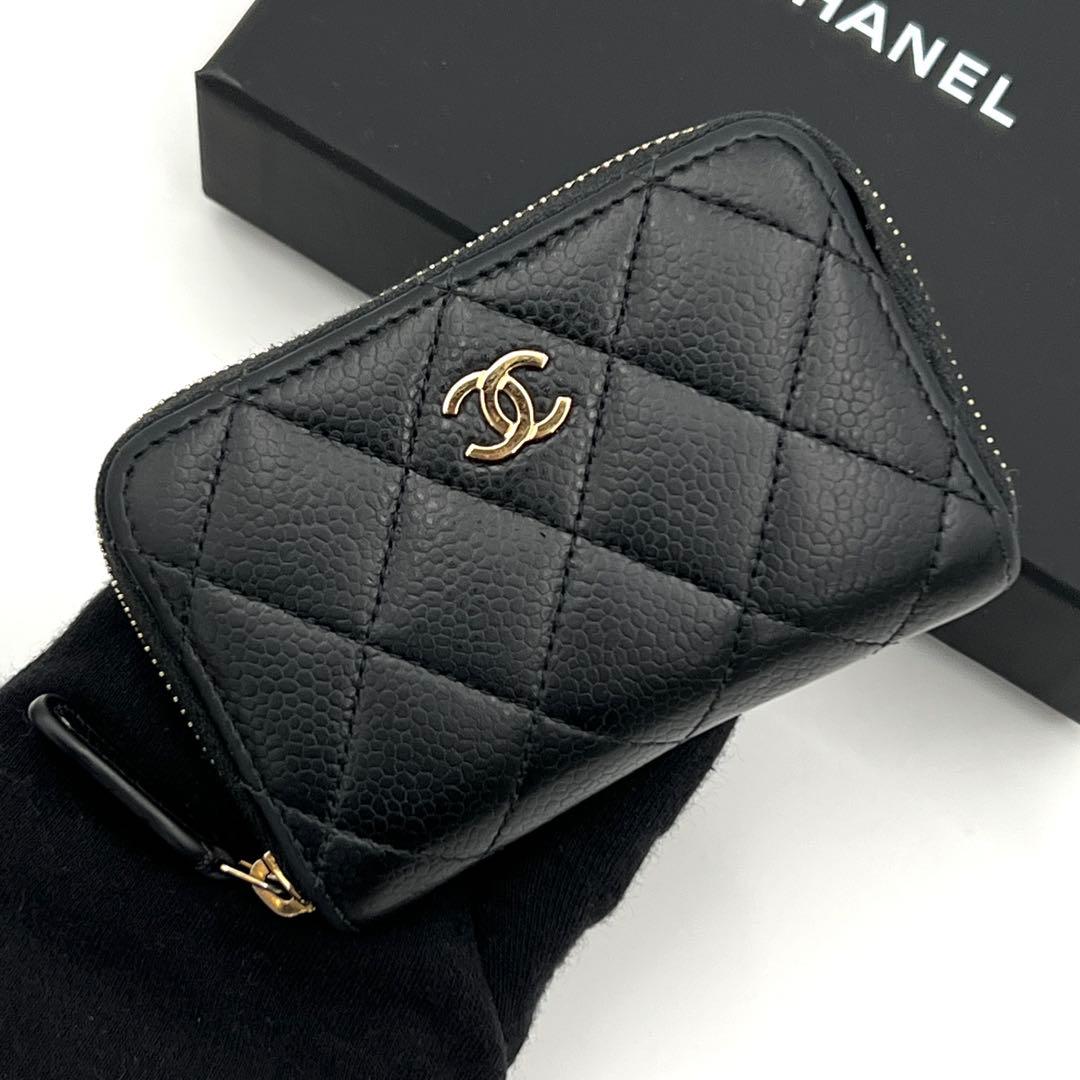 【美品】シャネル マトラッセ キャビアスキン ケース クラシックジップ