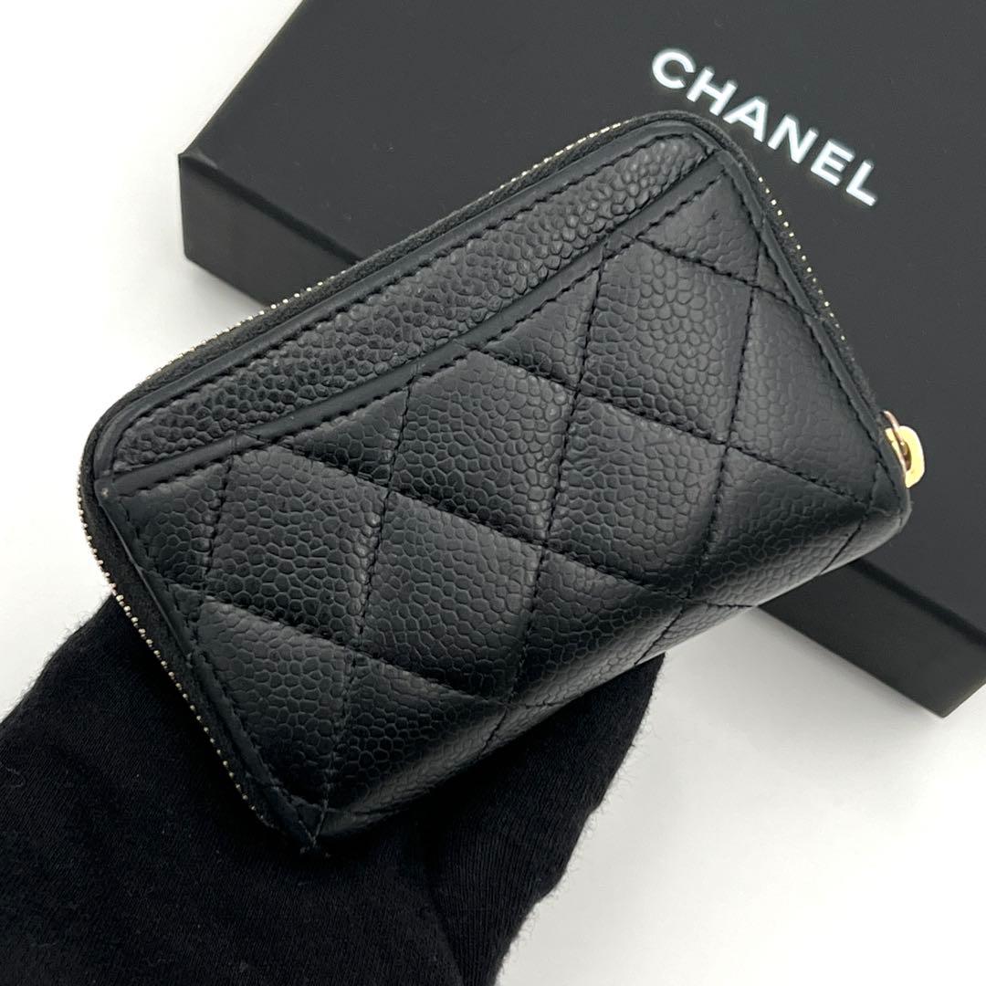 【美品】シャネル マトラッセ キャビアスキン ケース クラシックジップ