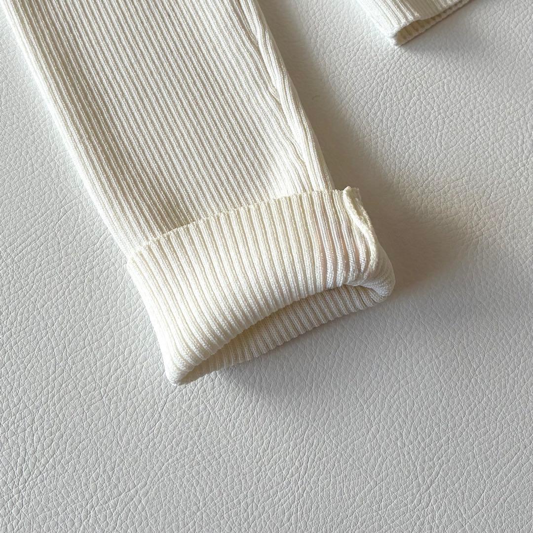 Sov.　ソブ　2024AW　フリルニットカーディガン　金ボタン　ホワイト