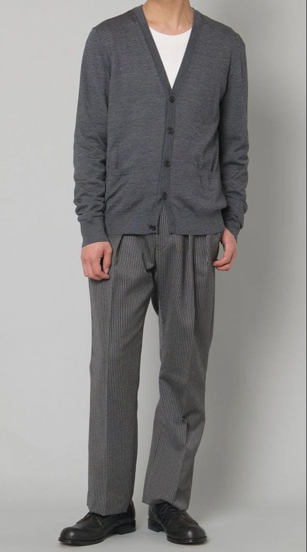 NEAT ストライプ テーパードスラックス44グレー