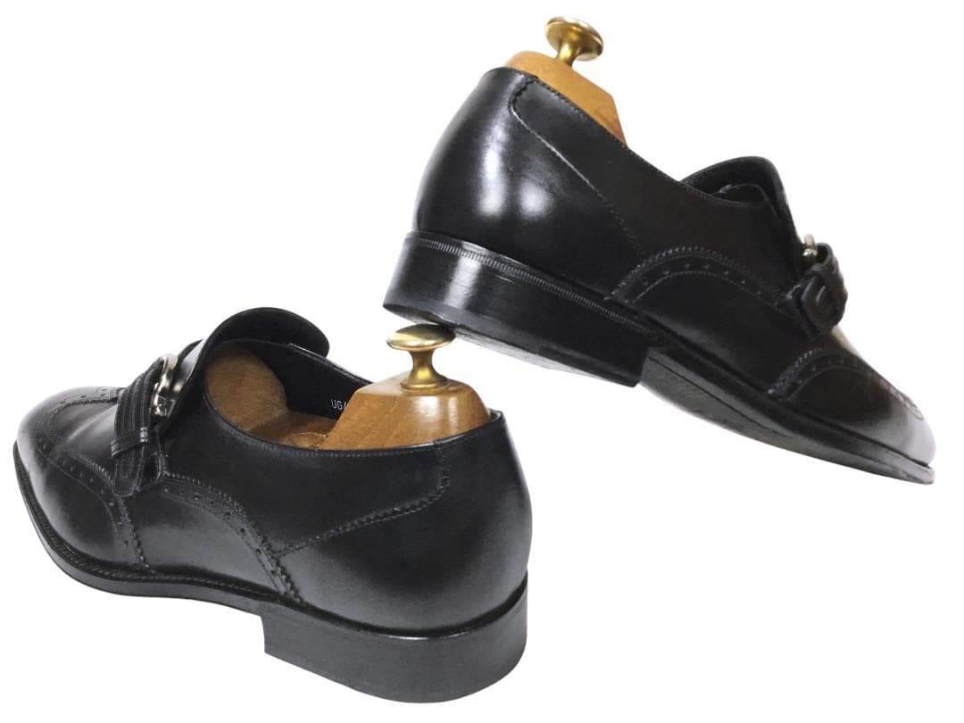 新同 サルヴァトーレフェラガモ 8EE 最高級カーフ モンクストラップシューズ