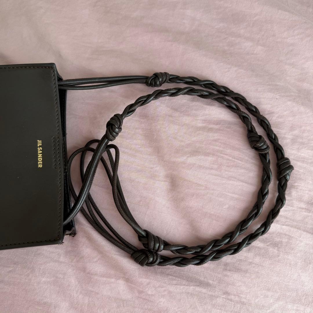 JIL SANDER ブラウンレザーショルダーバッグ