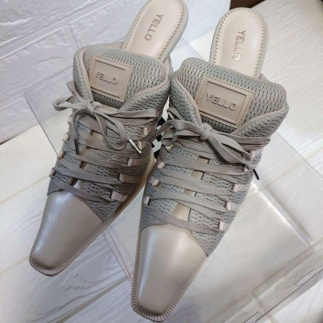 ダンゴ様☆YELLO☆スニーカーミュール ベージュ×グレー