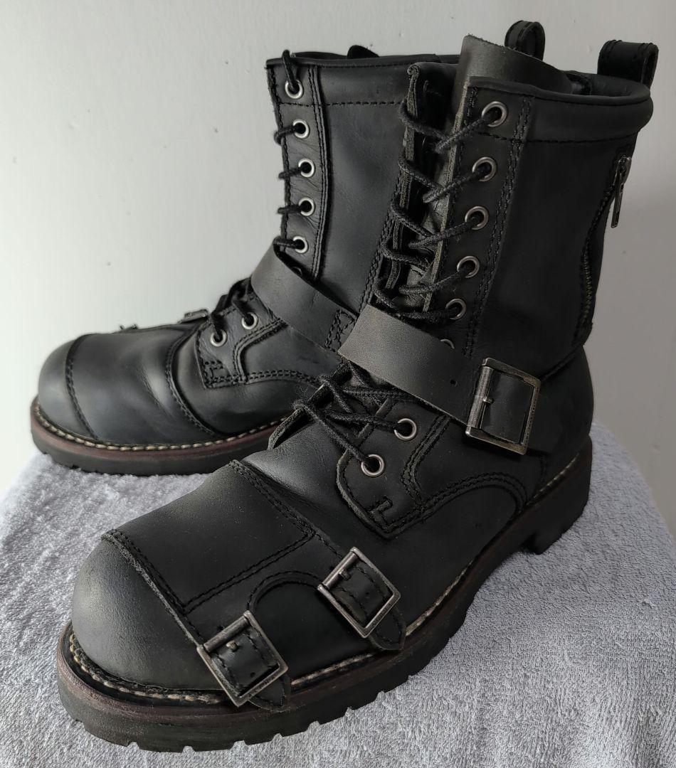 ALPHA INDUSTRIES レザー 黒 ライディングブーツ 26.5