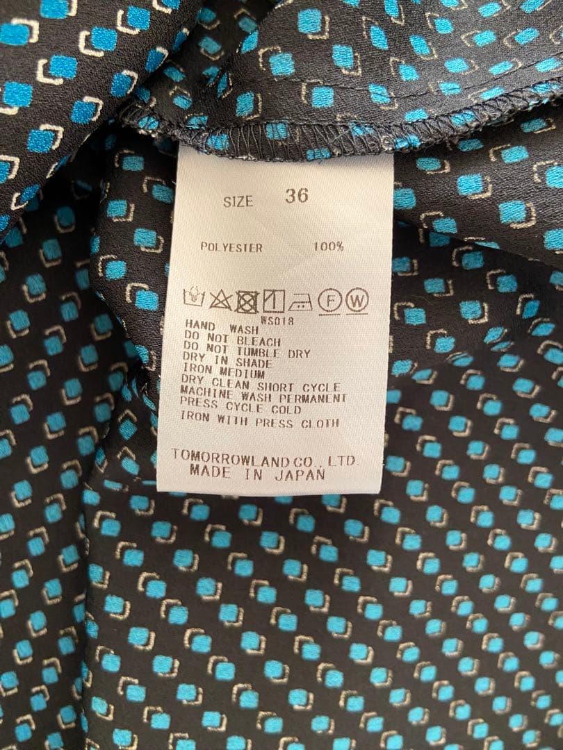 トゥモローランド ジオメトリックスクエアプリント ウエストシャーリングワンピース