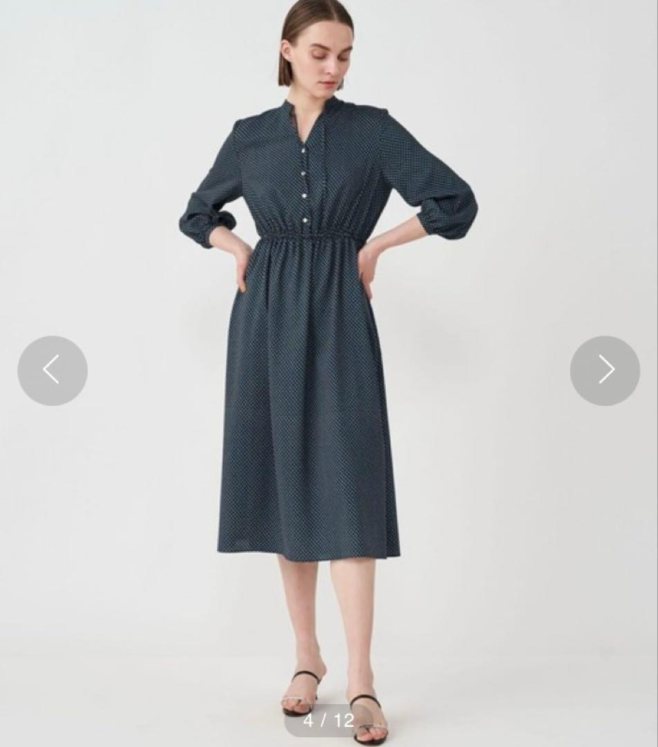 トゥモローランド ジオメトリックスクエアプリント ウエストシャーリングワンピース