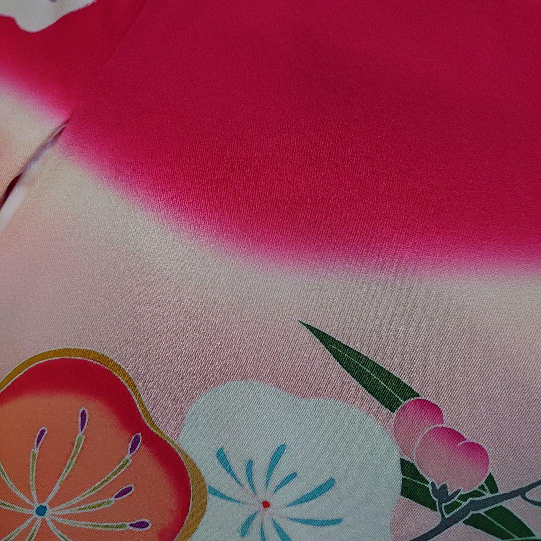 【未使用】高級正絹　長襦袢　日本製　紅梅色　女児　祝着　一つ身　本金彩