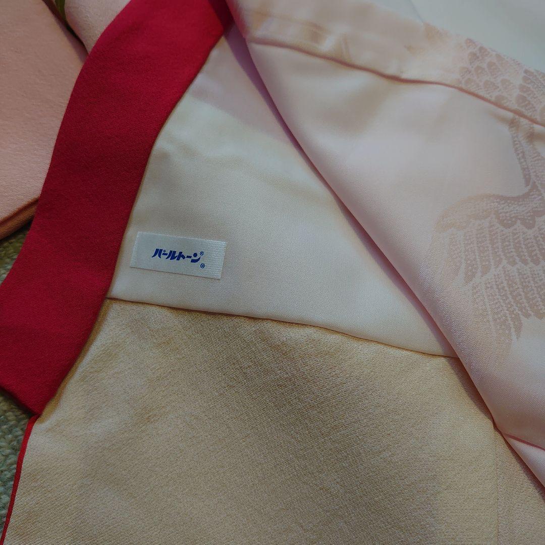 【未使用】高級正絹　長襦袢　日本製　紅梅色　女児　祝着　一つ身　本金彩