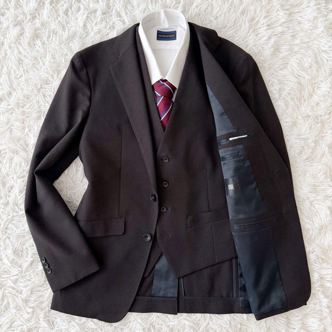 3ピース⭐︎SUIT SELECT セットアップスーツ 千鳥格子 ブラウン4S