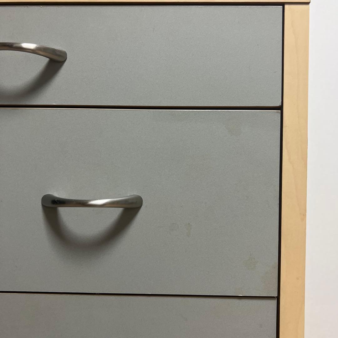 国産 グレー 木製チェスト 引き出し キャスター付