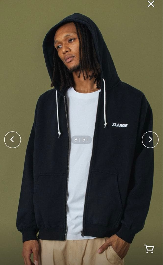 トップス XLARGE STANDARD LOGO ZIP HOODED SWEAT